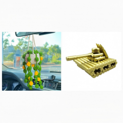 Wholesale of Contrast Car Decor  Knitted Hanging Planter and Mini Tank Models